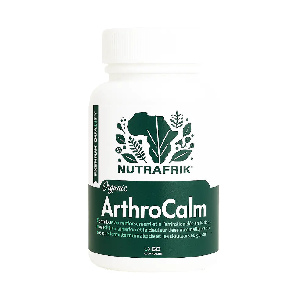 Arthrocalm de Nutrafrik complément naturel pour douleurs articulaires et musculaires, soutien cartilage articulaire, traitement naturel nerf sciatique