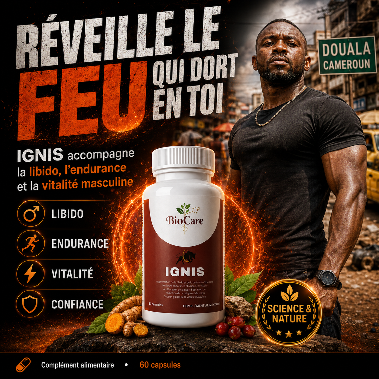 IGNIS BIOCARE Kinshasa – Énergie, Testostérone & Vitalité Masculine | 50 $