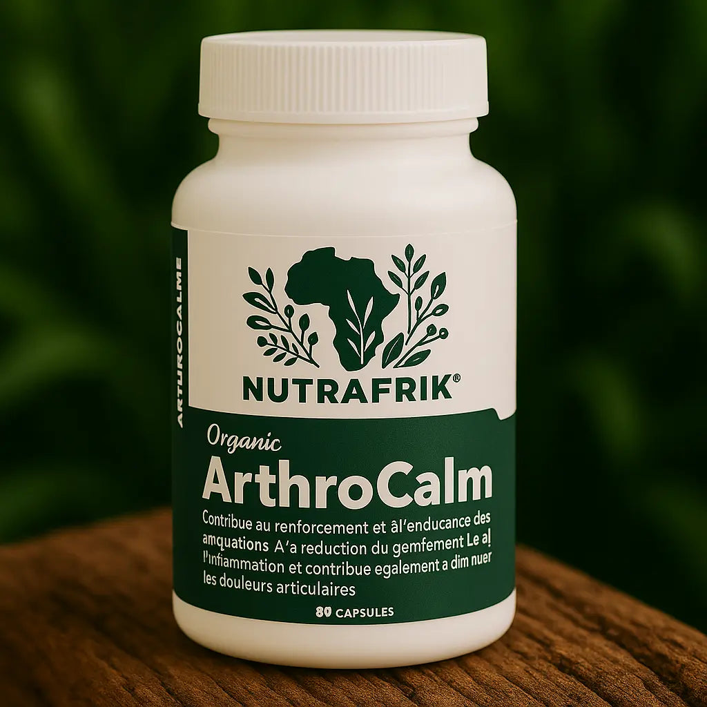 Arthrocalm de Nutrafrik complément naturel pour douleurs articulaires et musculaires, soutien cartilage articulaire, traitement naturel nerf sciatique