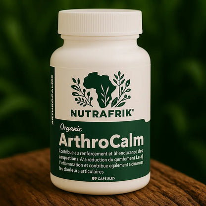 Arthrocalm de Nutrafrik complément naturel pour douleurs articulaires et musculaires, soutien cartilage articulaire, traitement naturel nerf sciatique