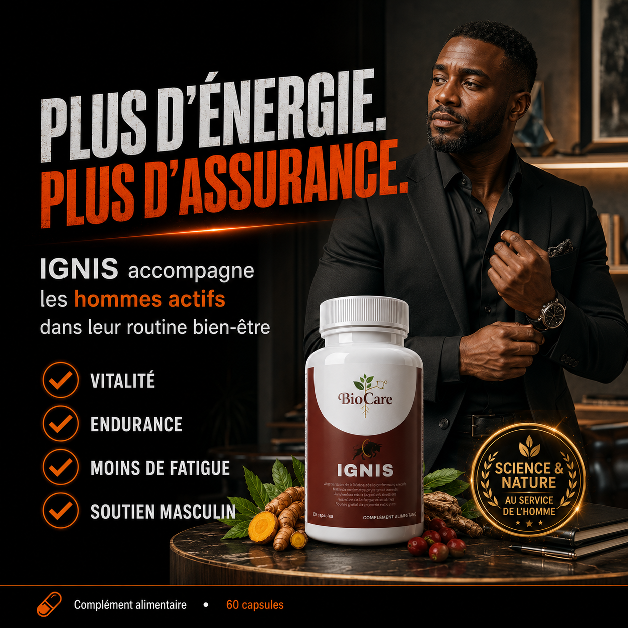 IGNIS BIOCARE Kinshasa – Énergie, Testostérone & Vitalité Masculine | 50 $