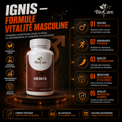 IGNIS BIOCARE Kinshasa – Énergie, Testostérone & Vitalité Masculine | 50 $