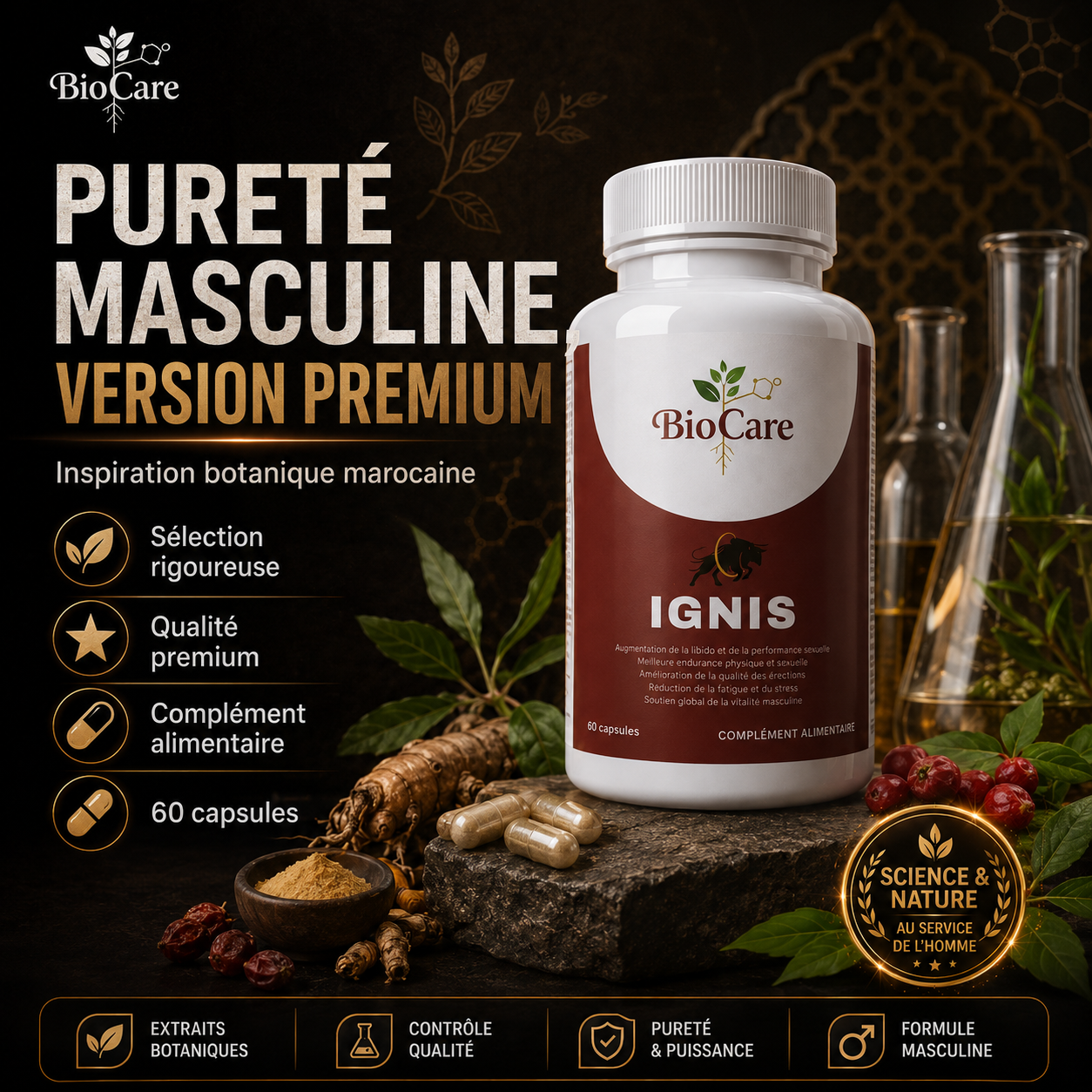 IGNIS BIOCARE Kinshasa – Énergie, Testostérone & Vitalité Masculine | 50 $